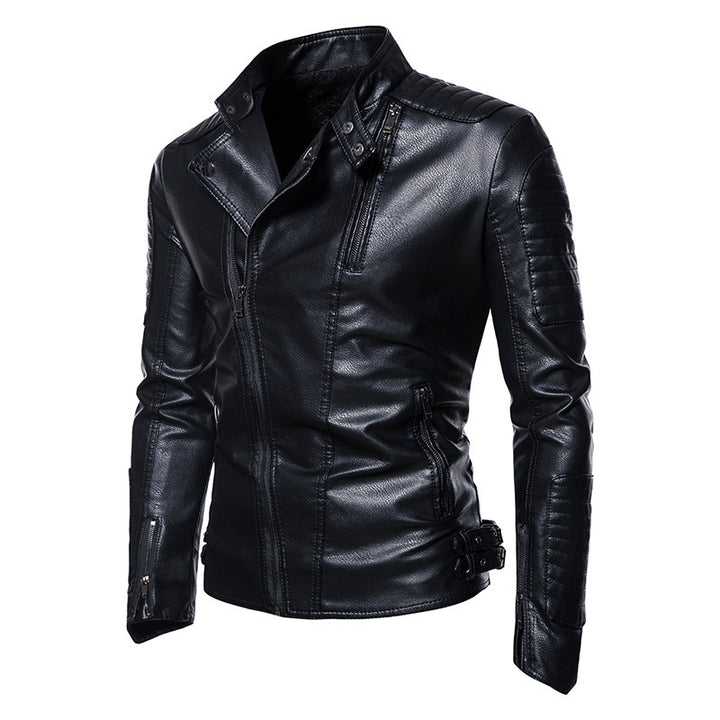 Herren Kunstleder‑Bikerjacke mit gesteppter Schulter‑ und Ärmelpartie – Valtoré