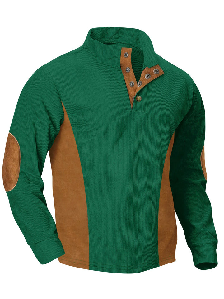 Herren lässiger Pullover mit modernem Stehkragen und praktischen Druckknöpfen Echoarchiv