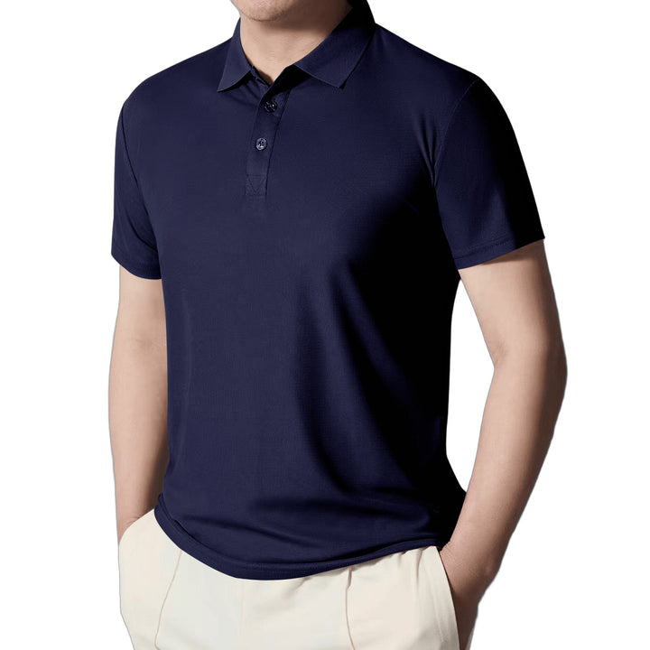 Herren nan figurbetontes Kurzarm-Poloshirt aus elastischem Jersey mit Hemdkragen und kurzer Knopfleiste Echo Archiv