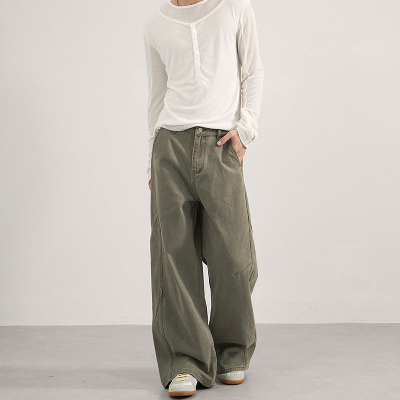 Damen Extraweite Twill‑Palazzohose mit tiefem Schritt und dekorativen Nahtpaneelen Echo Archiv