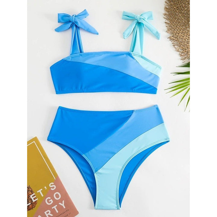 Damen Bikini-Set mit verspielten Schleifen und modernem Farbblockdesign Echo Archiv