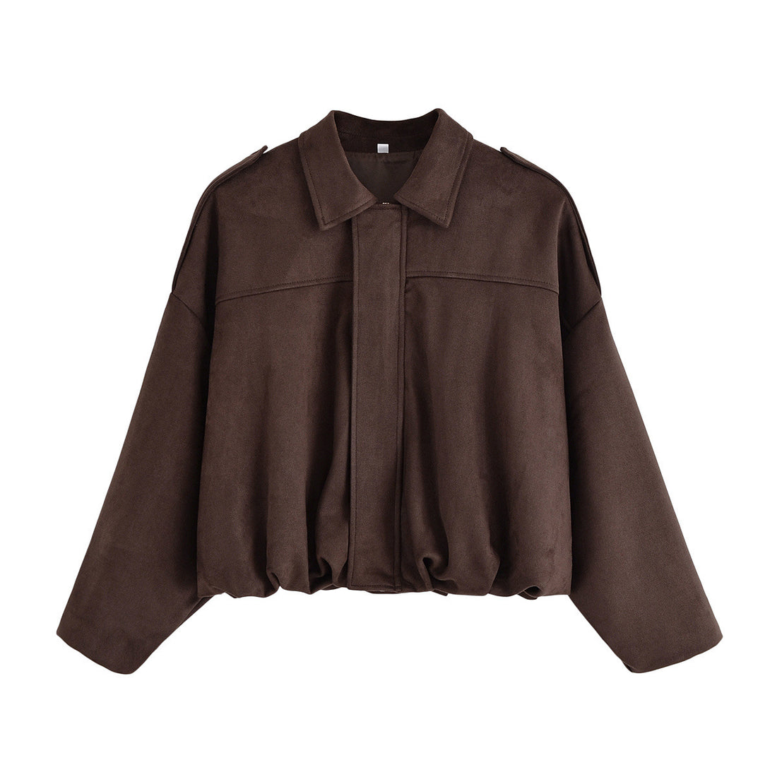 Damen Oversize-Suedejacke mit Schulterklappen, verdeckter Knopfleiste und elastischem Saum Echo Archiv