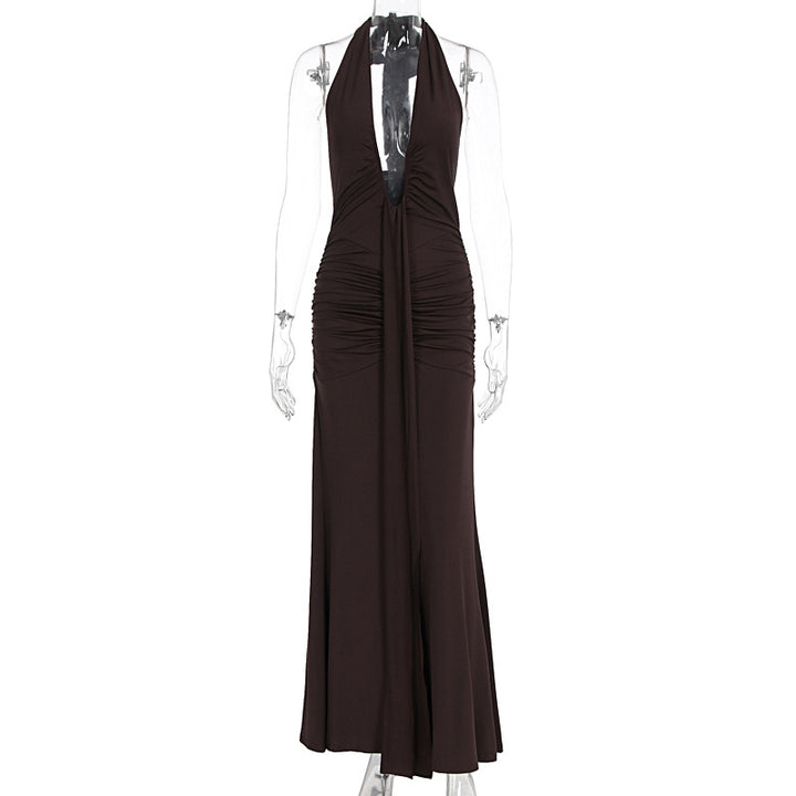 Damen Elegantes Kleid mit tiefem V-Ausschnitt und figurbetontem Schnitt Echo Archiv
