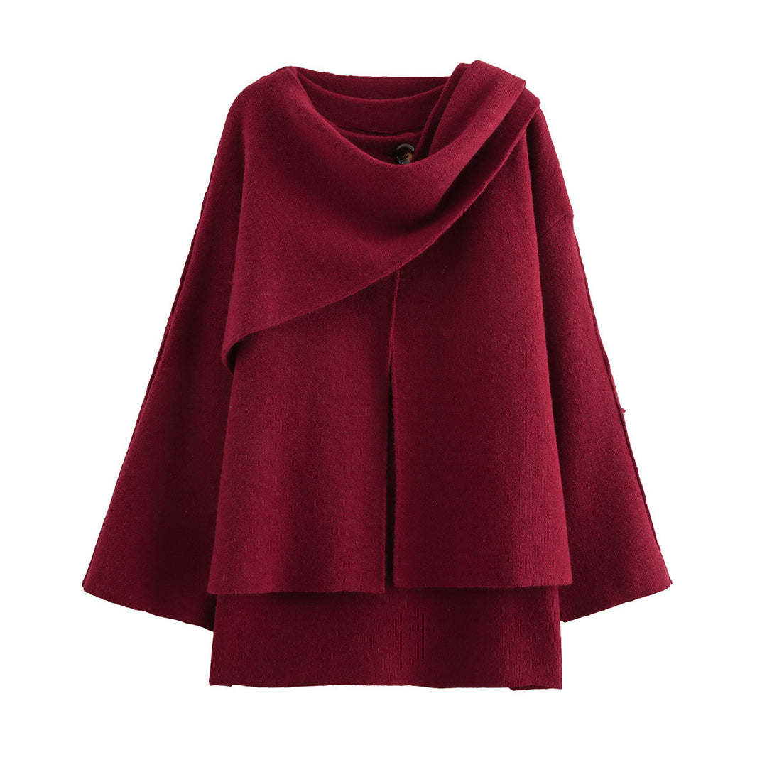 Damen Cape mit asymmetrischem Fall, Stehkragen und Wollmix Echo Archiv
