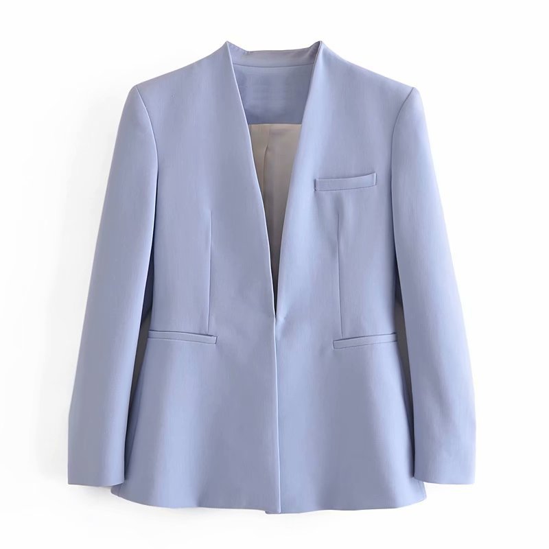Damen Taillierter Blazer ohne Revers mit offener Front und Paspeltaschen Echo Archiv