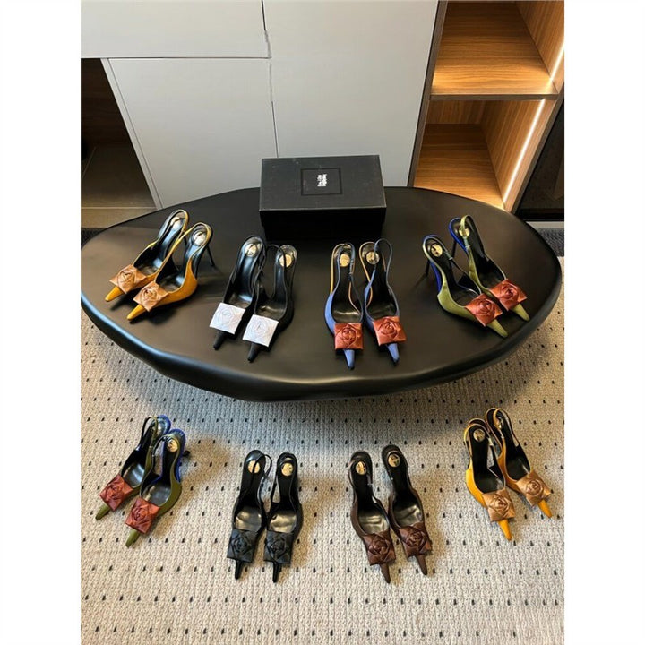 Damen spitze Slingback-Stilettos mit Satin-Rosenapplikation Echo Archiv