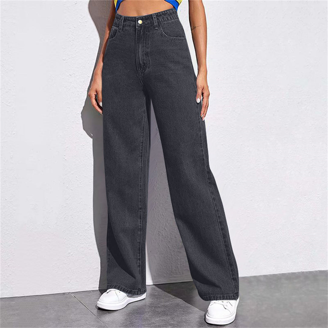 Damen nan hochgeschnittene weite Denim-Hose mit extra weitem Bein und taillierendem Bund Echo Archiv