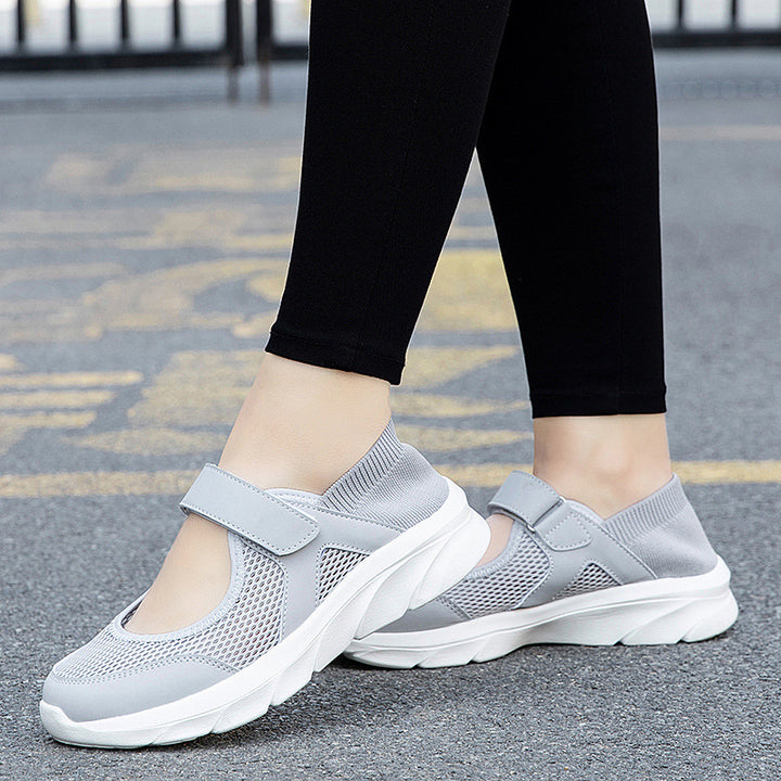 Damen nan Komfort-Riemchen-Sneaker mit Klettverschluss nahtlosem Strickschaft und dämpfender Leichtsohle Echo Archiv