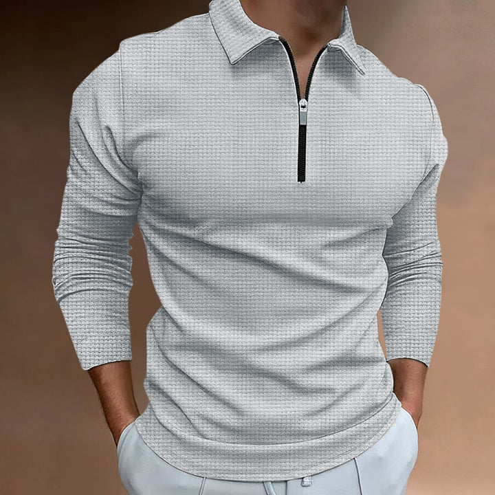 Herren sportliches Langarmshirt mit Reißverschluss und strukturiertem Gewebe Echoarchiv
