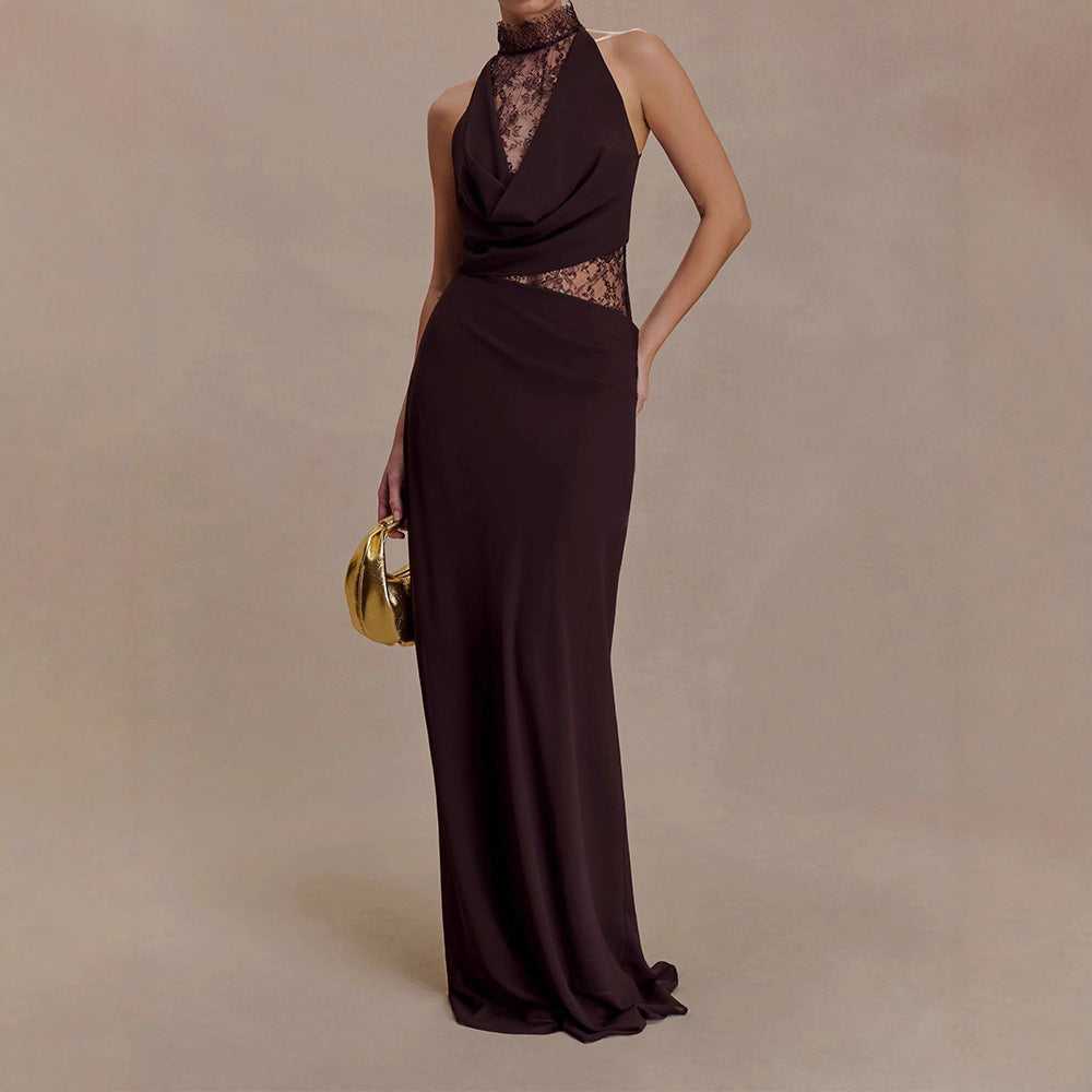 Damen Elegantes Bodenkonturen-Kleid mit exquisiter Spitzeneinlage Echo Archiv