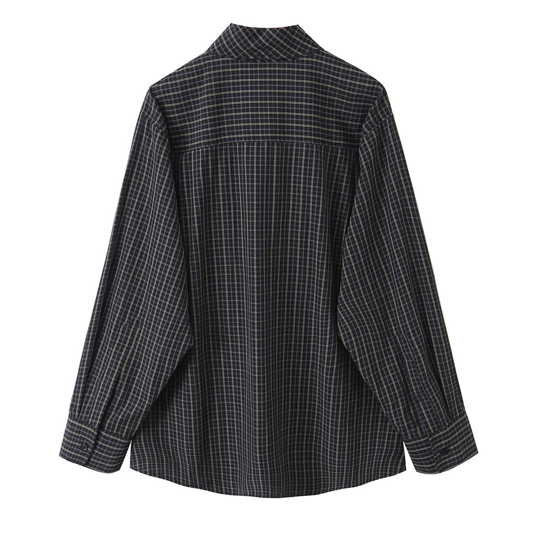 Damen Kariertes Blusenshirt mit Schluppe und weiter Passform Echo Archiv