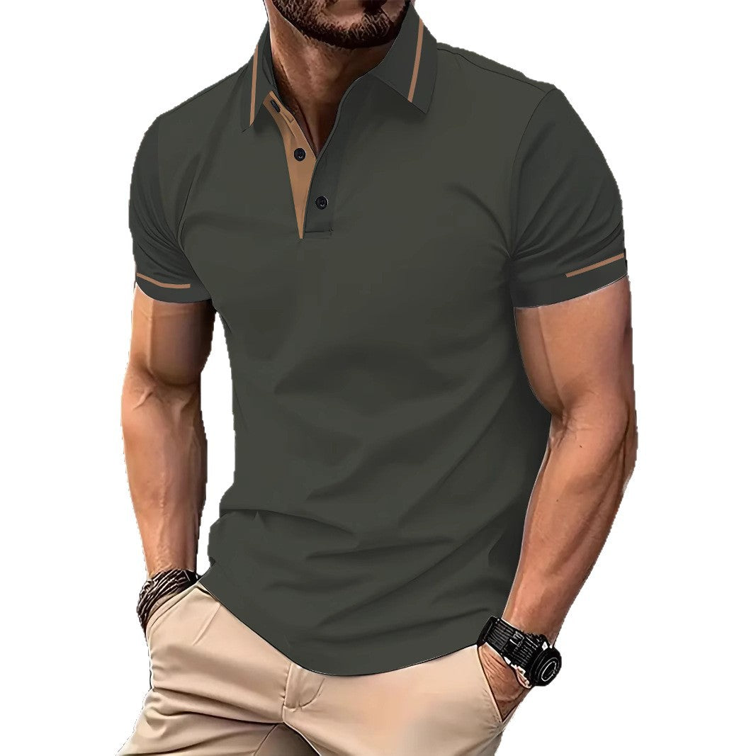 Herren modisches Kurzarmpoloshirt mit kontrastierenden Details Echoarchiv