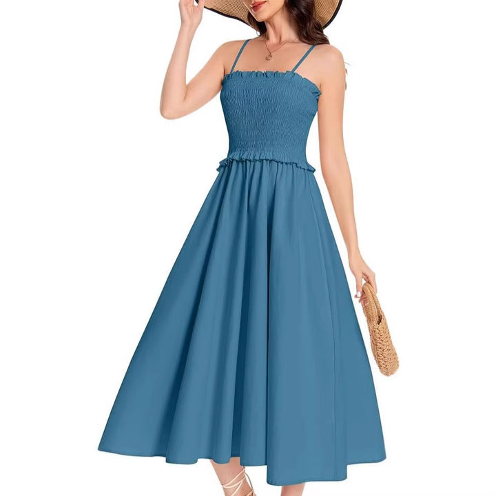 Damen Midi-Kleid mit elastischem Oberteil und weiten Rock Echo Archiv