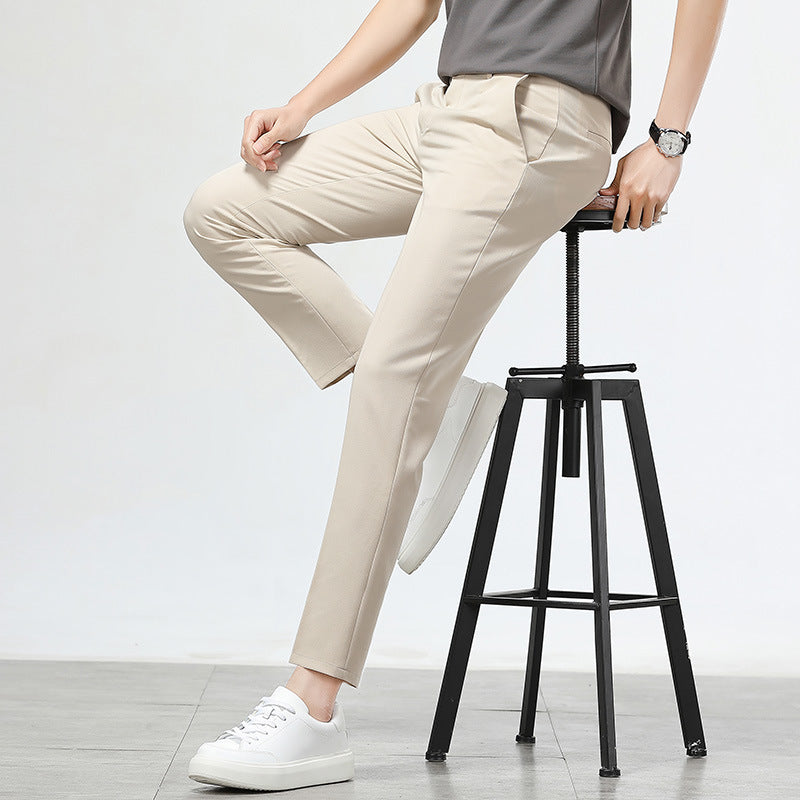 Herren bequeme Chinohose mit schmalem Schnitt und elastischem Bund Echoarchiv