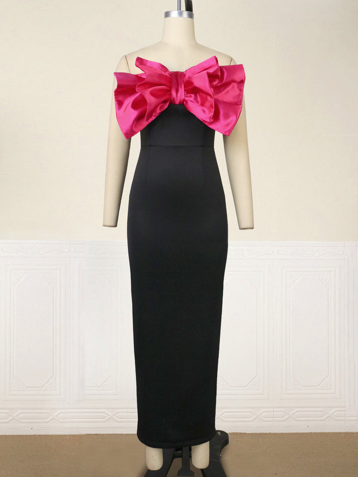 Damen Elegantes Maxikleid mit übergroßem Schleifen-Design Echo Archiv