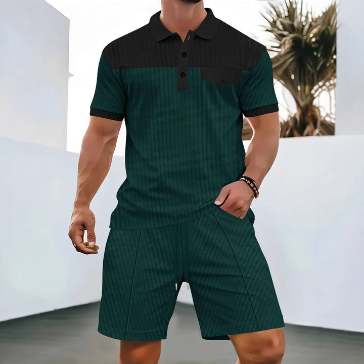 Herren Poloshirt und Shorts Set mit modischem Karomuster Echoarchiv