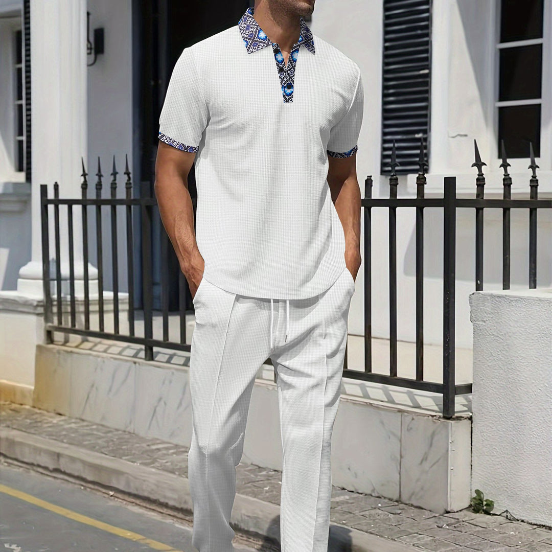 Herren modisches Freizeitpoloshirt mit einzigartigem Kragenmuster und lockerer Passform Echoarchiv
