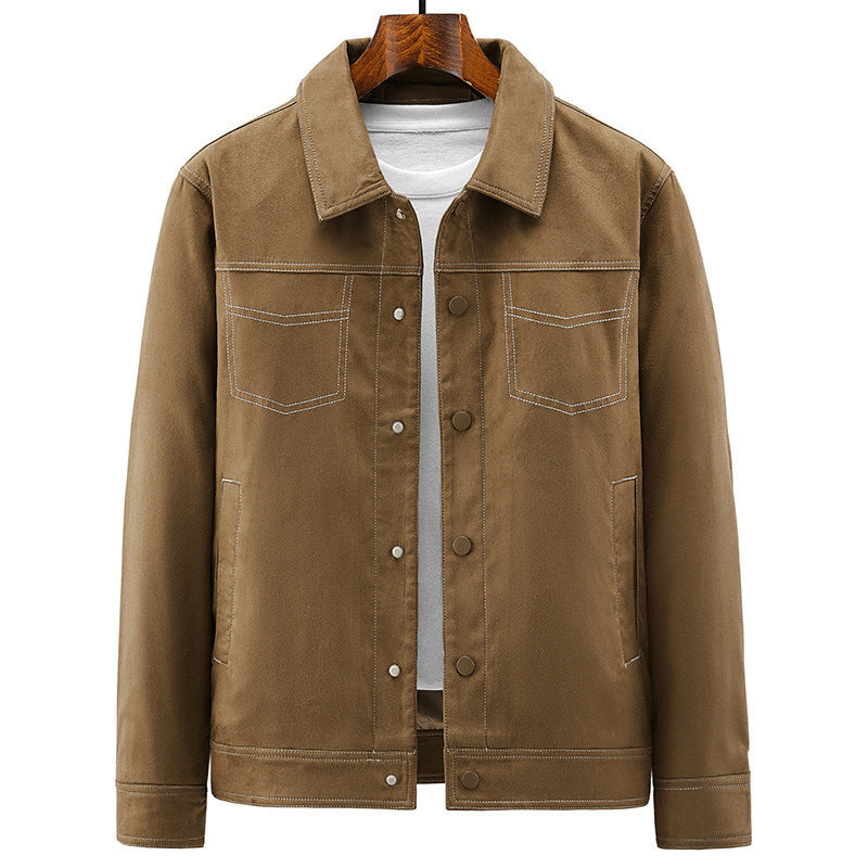 Herren Veloursimitation-Truckerjacke mit Kontrastnähten und Overshirt-Schnitt Echo Archiv