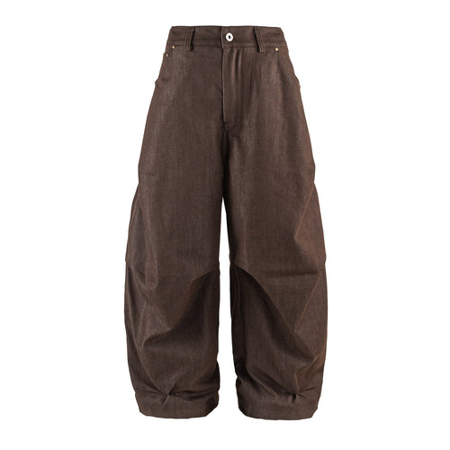Damen Weite Cropped‑Hose mit hoher Taille, Krempelbund und markanten Kniefalten Echoarchiv