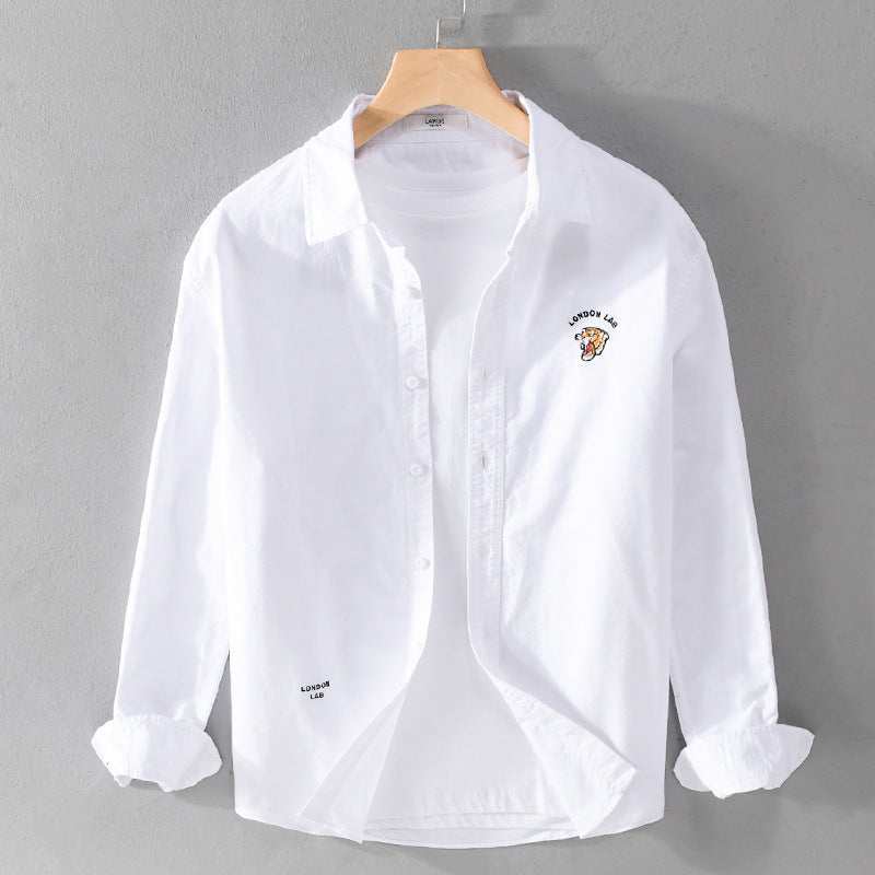 Herren Leichtes Baumwoll-Overshirt im Layering-Look mit Logostickerei und Kentkragen Echoarchiv