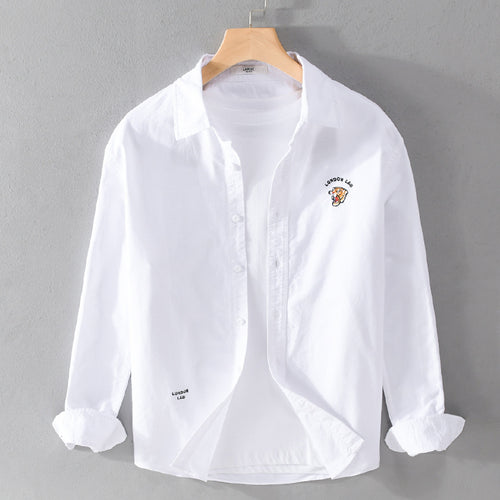 Herren Leichtes Baumwoll-Overshirt im Layering-Look mit Logostickerei und Kentkragen Echoarchiv