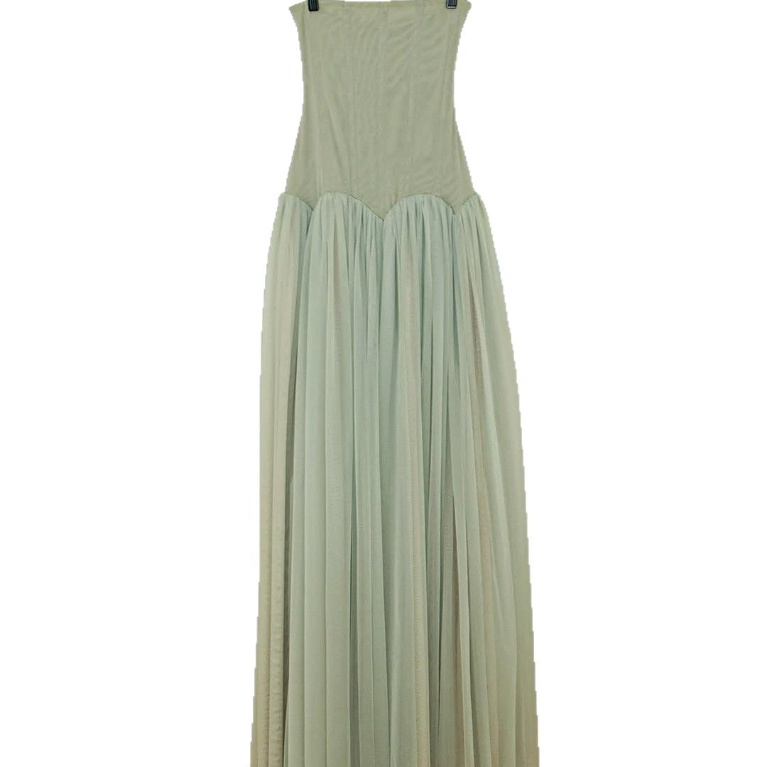 Damen elegantes, trägerloses Maxikleid mit fließendem Tüllrock Echo Archiv