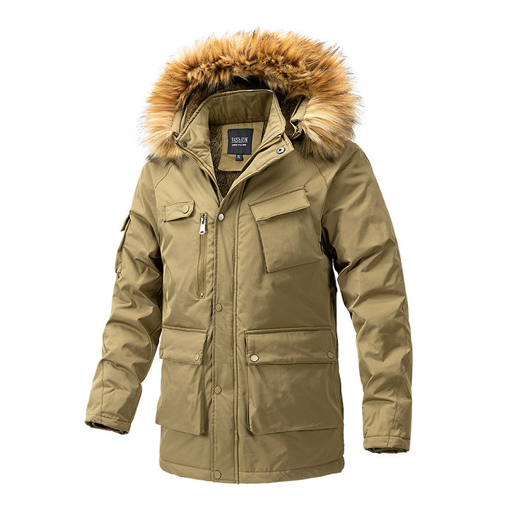 Herren Canvas-Parka mit Sherpa-Innenseite, verlängerter Schnitt und Utility-Ärmeltasche Echoarchiv