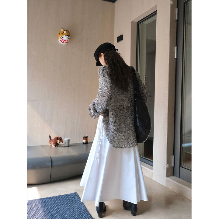 Damen Weicher High‑Waist Maxirock mit Tunnelzug, weitem Fall und fließender Volant‑Silhouette Echoarchiv