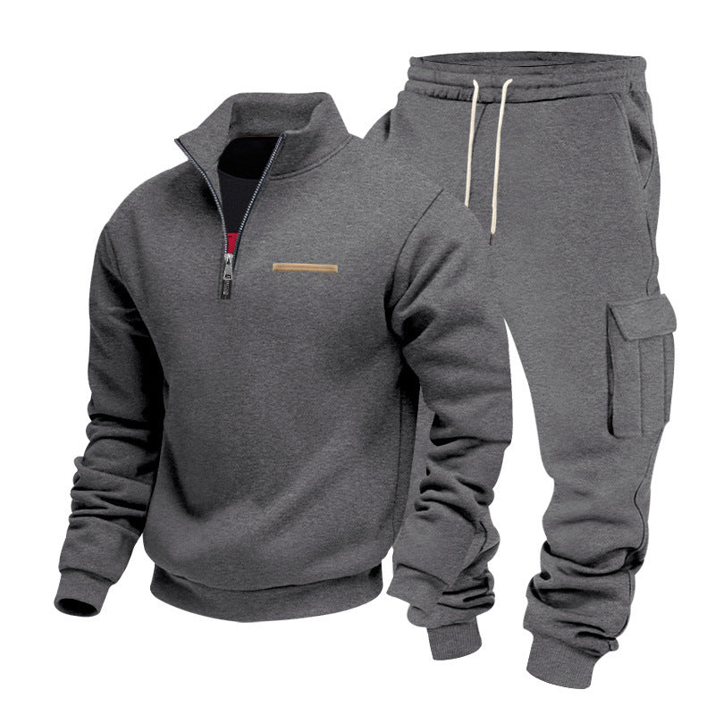 Herren Zip-Pullover- und Cargo-Jogger-Set aus weichem French-Terry Echoarchiv