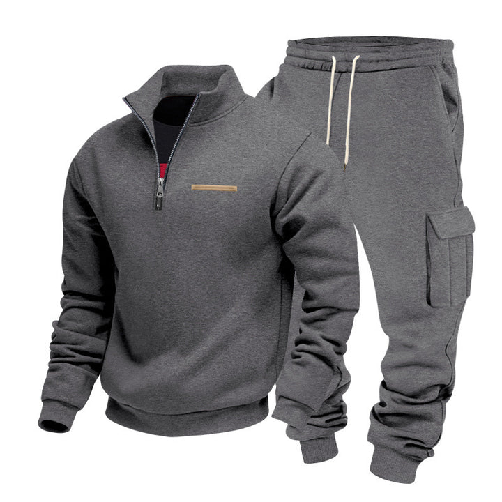 Herren Zip-Pullover- und Cargo-Jogger-Set aus weichem French-Terry Echoarchiv