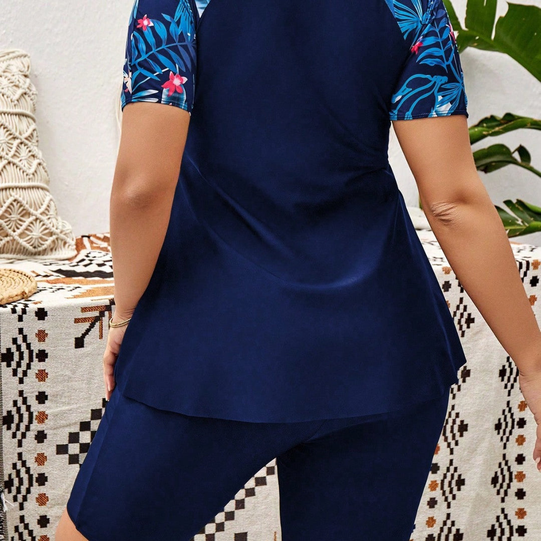Damen Sportliches Kurzarm-Tops und Radlerhose Set Echo Archiv