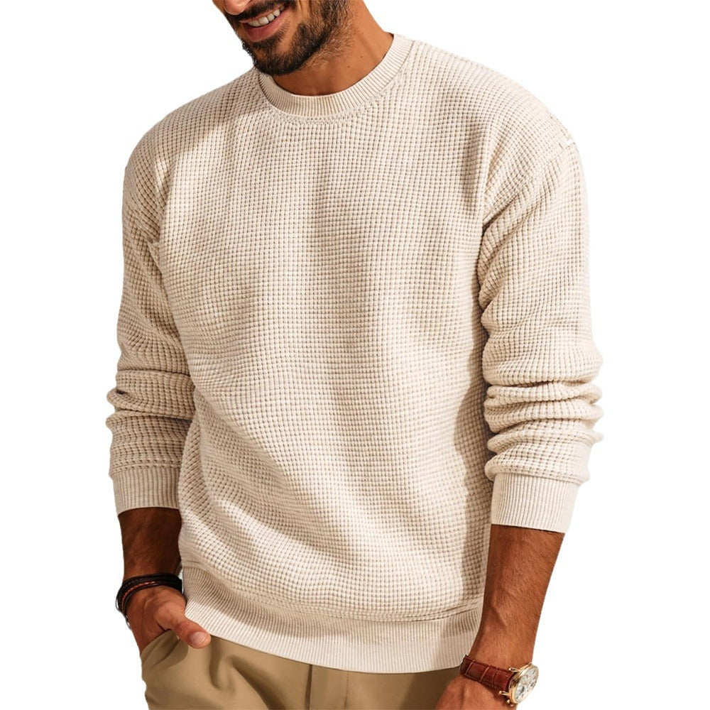 Herren Waffelstrick-Pullover mit Rundhalsausschnitt Echo Archiv