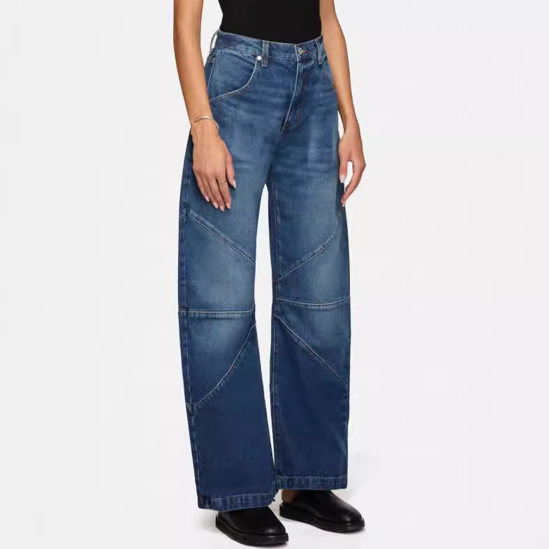 Damen breite Jeans mit einzigartigem Nahtdesign im angesagten Stil Echo Archiv