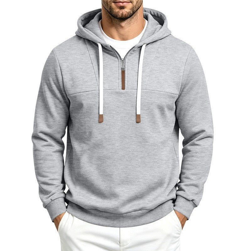 Herren Moderner Halbzip-Hoodie aus French Terry mit Zierriegel und Kordelzug Echoarchiv