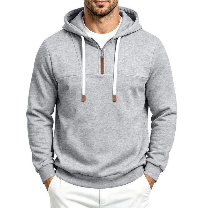 Herren Moderner Halbzip-Hoodie aus French Terry mit Zierriegel und Kordelzug Echoarchiv