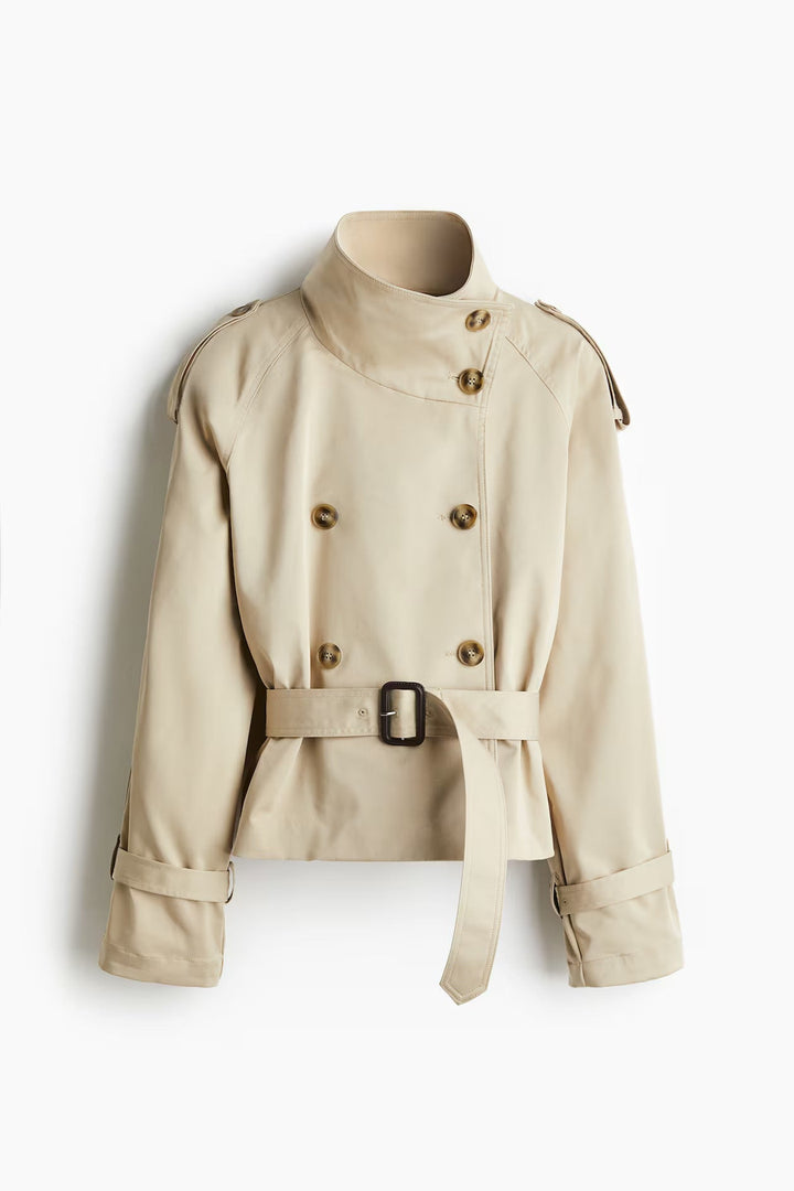 Damen modische Trenchjacke mit Gürtel und doppelter Knopfaiusschnitt Echoarchiv