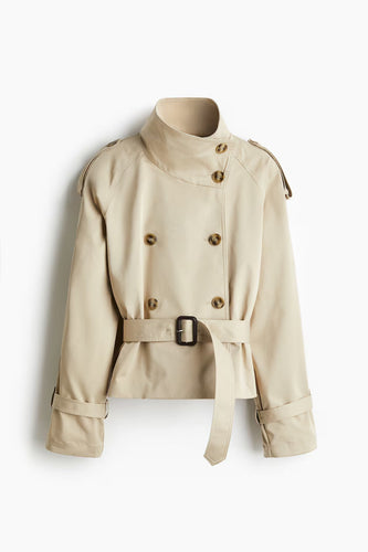 Damen modische Trenchjacke mit Gürtel und doppelter Knopfaiusschnitt Echoarchiv
