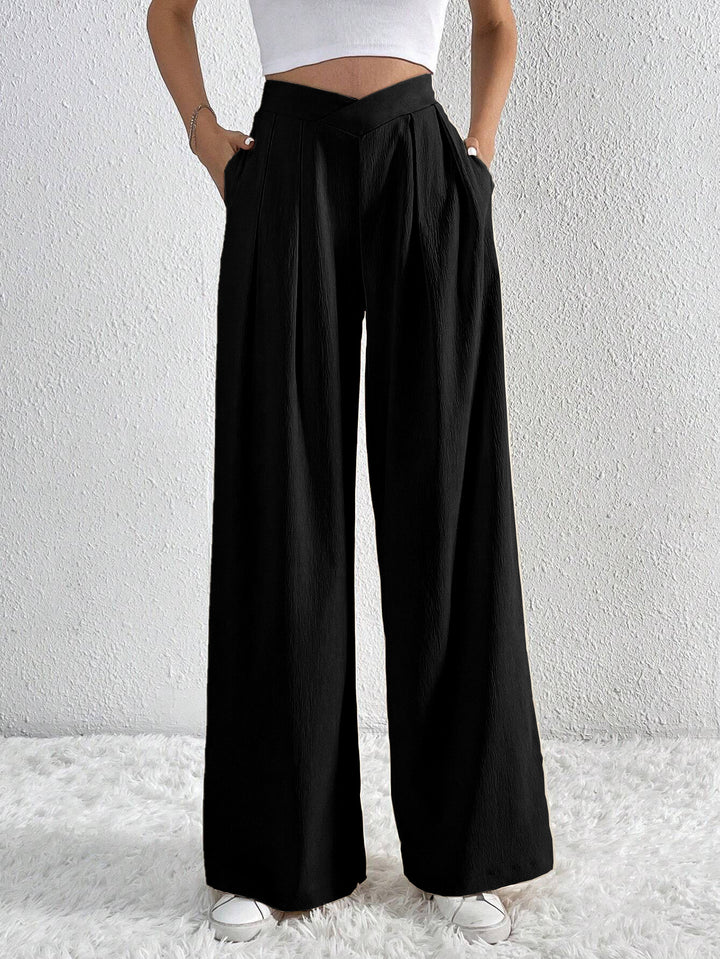 Damen hohe Bund Culotte-Hose mit Faltenlegung und weitem Bein – Avélisse