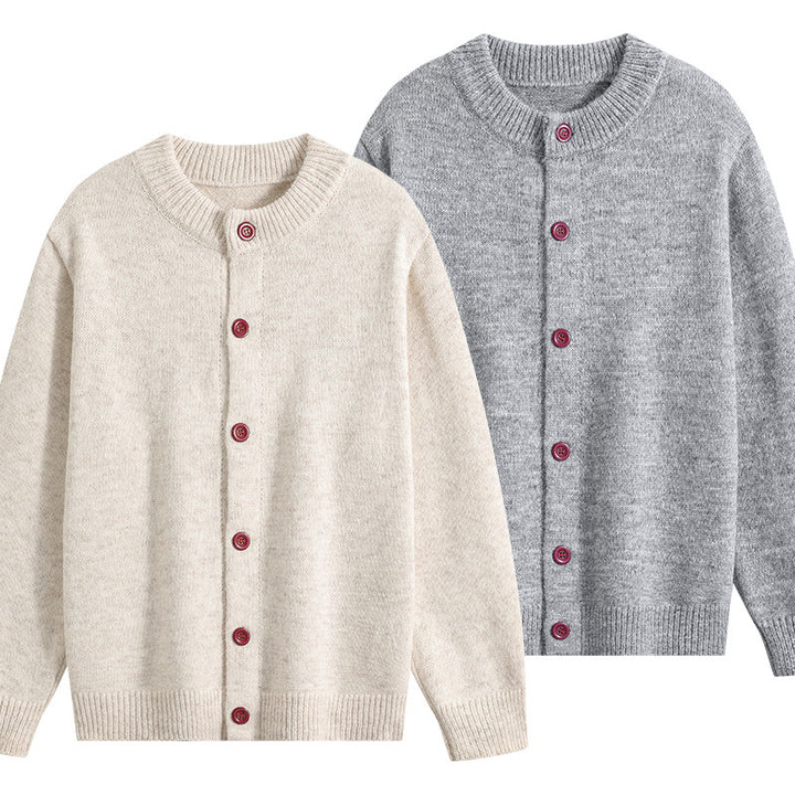 Damen Oversize-Strickjacke mit Rundhalsausschnitt, Rippsaum & Kontrastknöpfen Echoarchiv