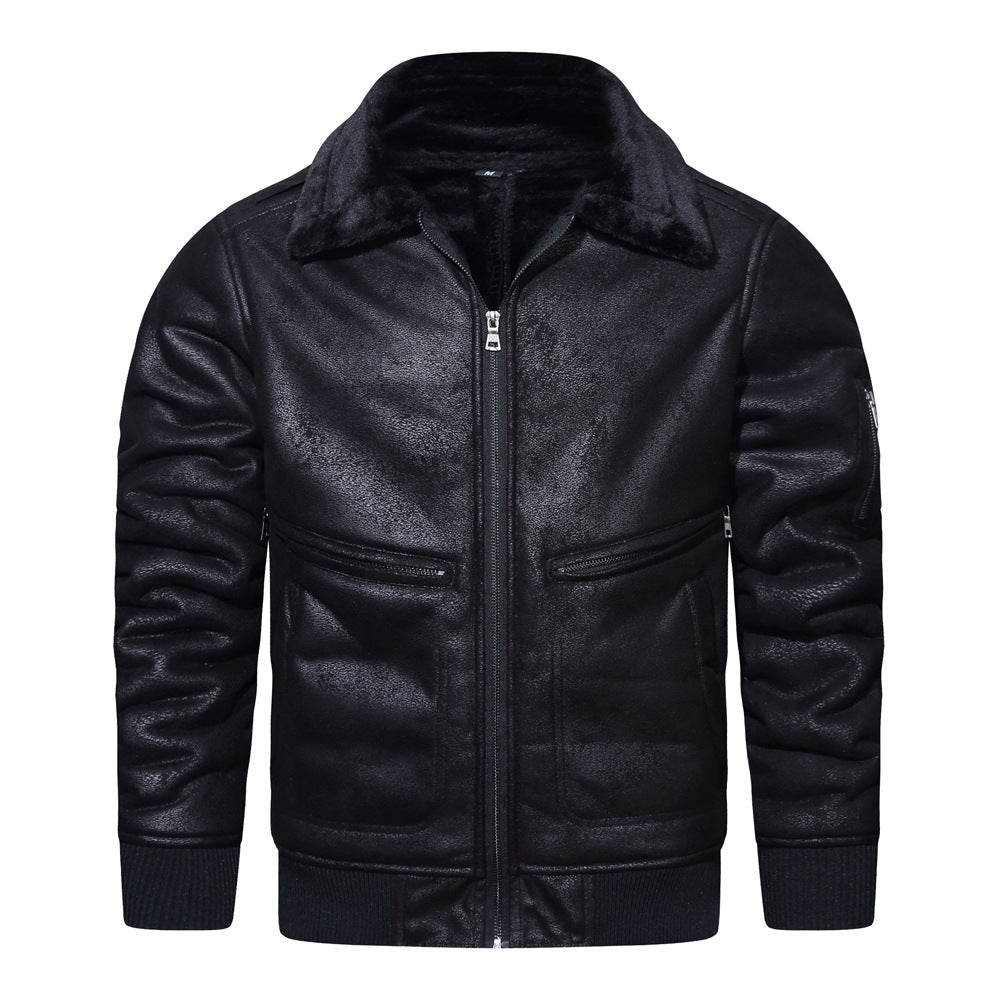 Herren Bikerjacke mit Teddyfutter und hohem Kragen Echoarchiv