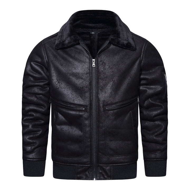 Herren Bikerjacke mit Teddyfutter und hohem Kragen Echoarchiv