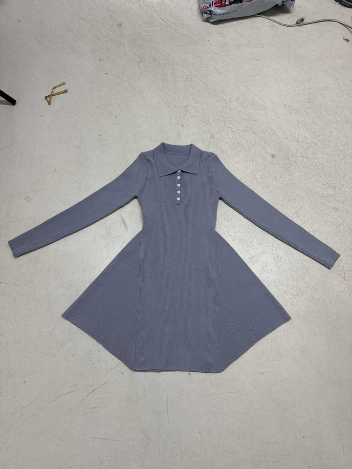 Damen nan geripptes Polokleid mit taillierter Miederform und ausgestelltem Volantrock Echo Archiv
