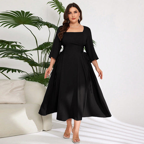 Damen Midi-Kleid mit schickem Quadrat-Ausschnitt und eleganten Rüschendetails Echo Archiv
