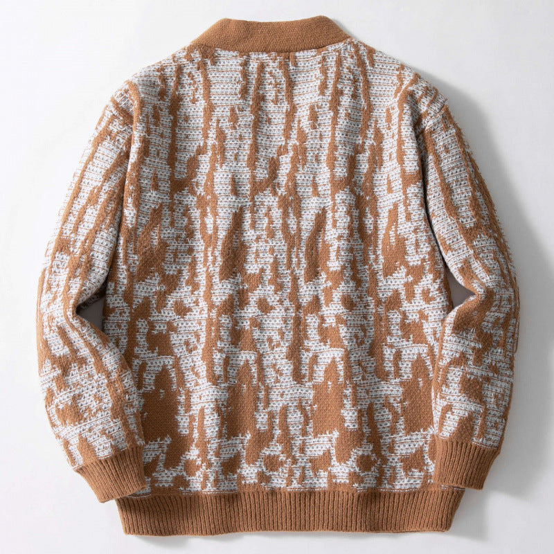 Herren modischer Strick-Cardigan mit stylishem Muster und V-Ausschnitt Echoarchiv