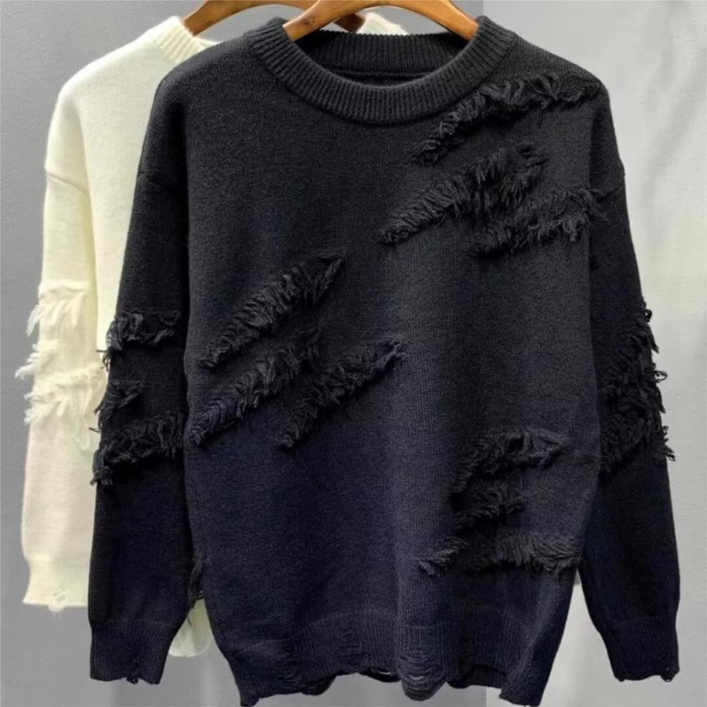 Damen Modischer Pullover mit Fransen – Mavelle
