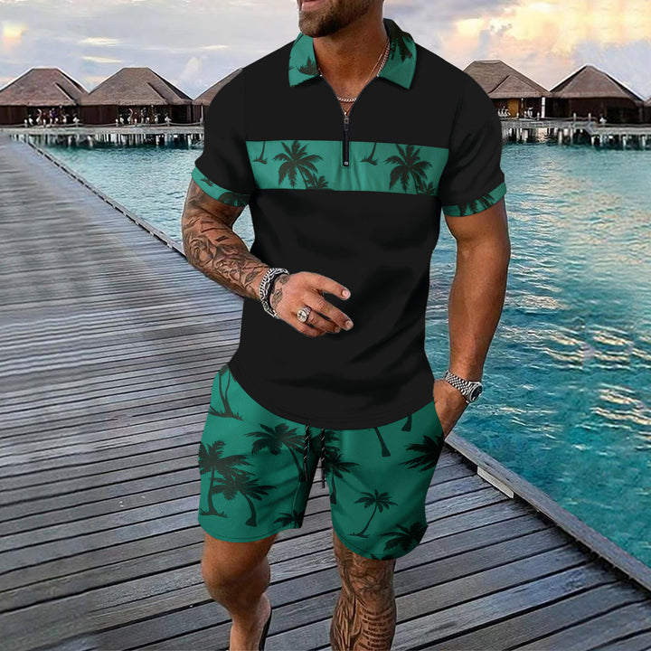 Herren elegant geschnitztes Polohemd mit Shorts Echoarchiv