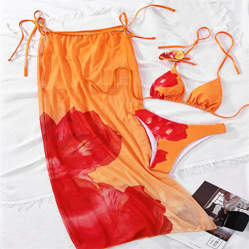 Damen Strandrock mit floralem Design und hohem Beinausschnitt Echo Archiv