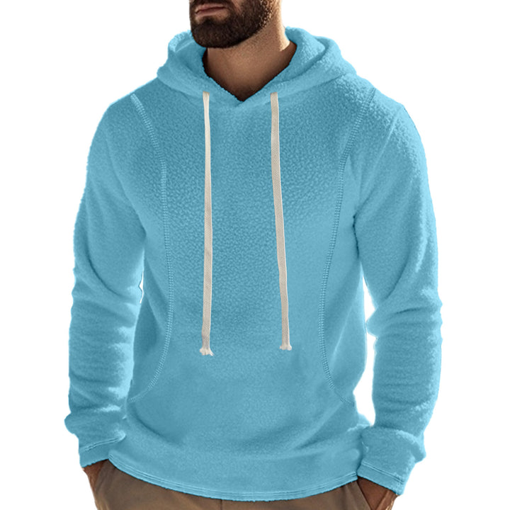 Herren bequemer Fleece Kapuzenpullover mit hohem Kragen und praktischer Kängurutasche Echoarchiv