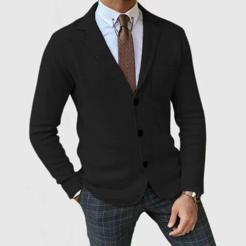 Herren lässige Strickjacke mit Knopfleiste und aufgesetzten Taschen Echoarchiv