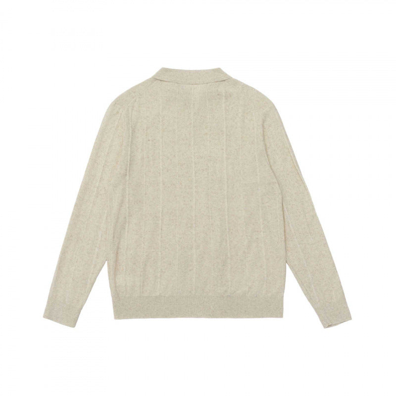 Herren Feinstrick-Poloshirt mit durchgehender Rippenstruktur und Hemdkragen Echo Archiv